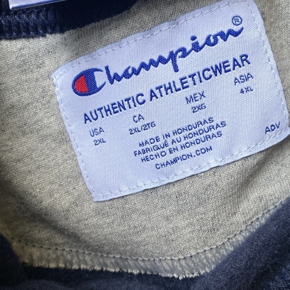 Vintage Champion Shirt Mens Size 2XL Navy Blue With Graphics Long Sleeve Logos - Picture 4 of 5